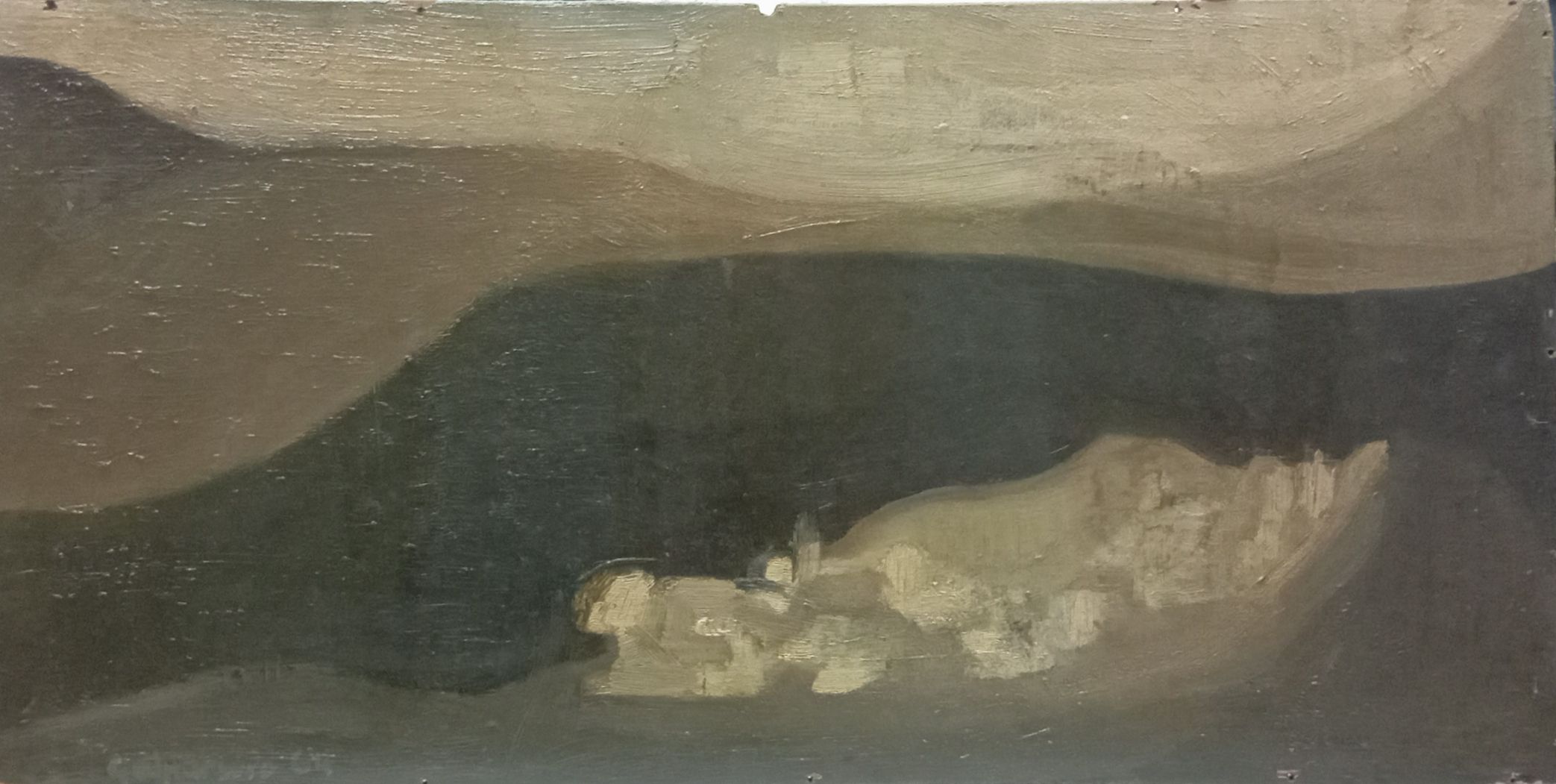 1964 Paisaje 30x59 Óleo sobre tabla_